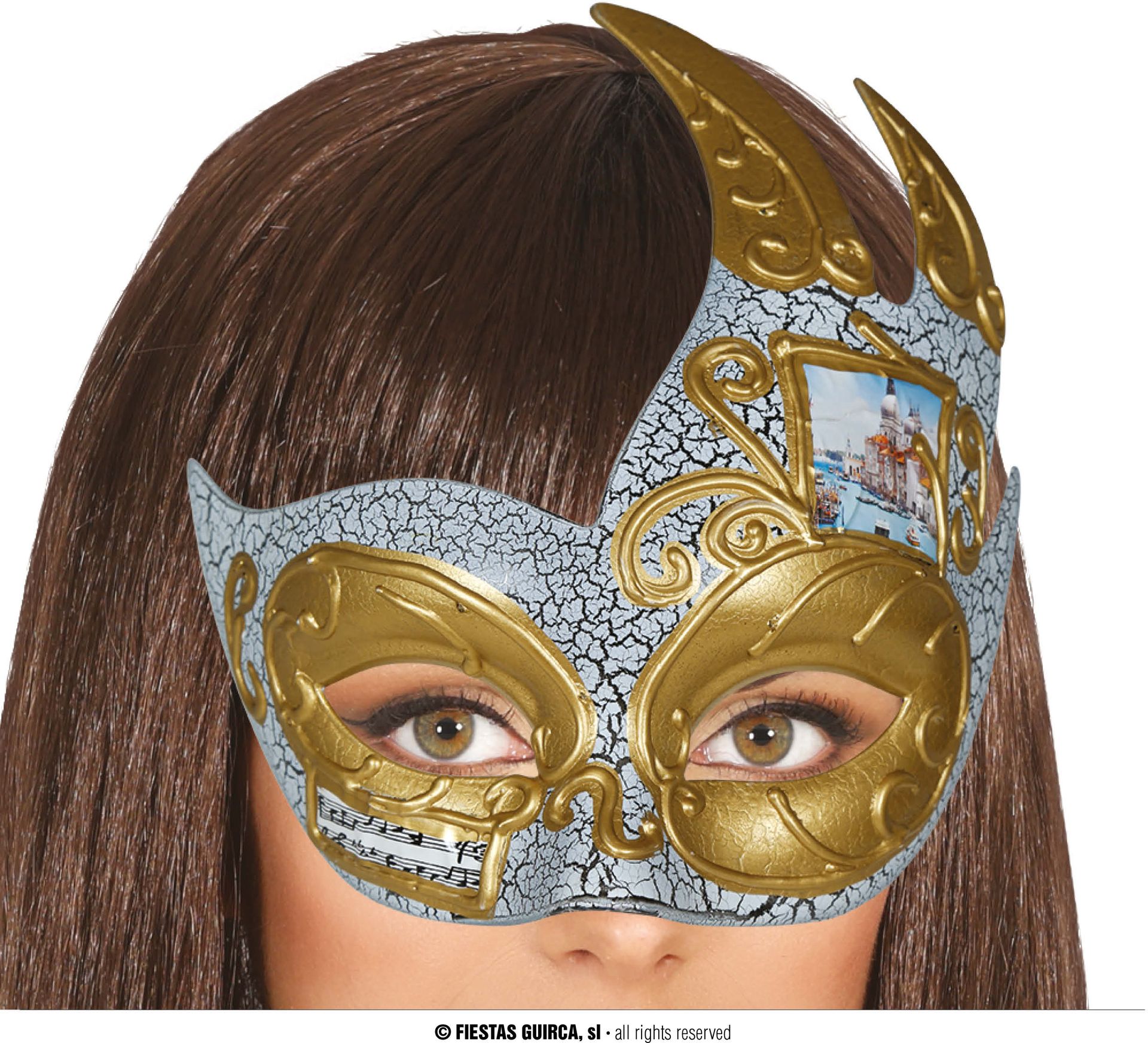 Oogmasker Venetiaans Goud Grijs