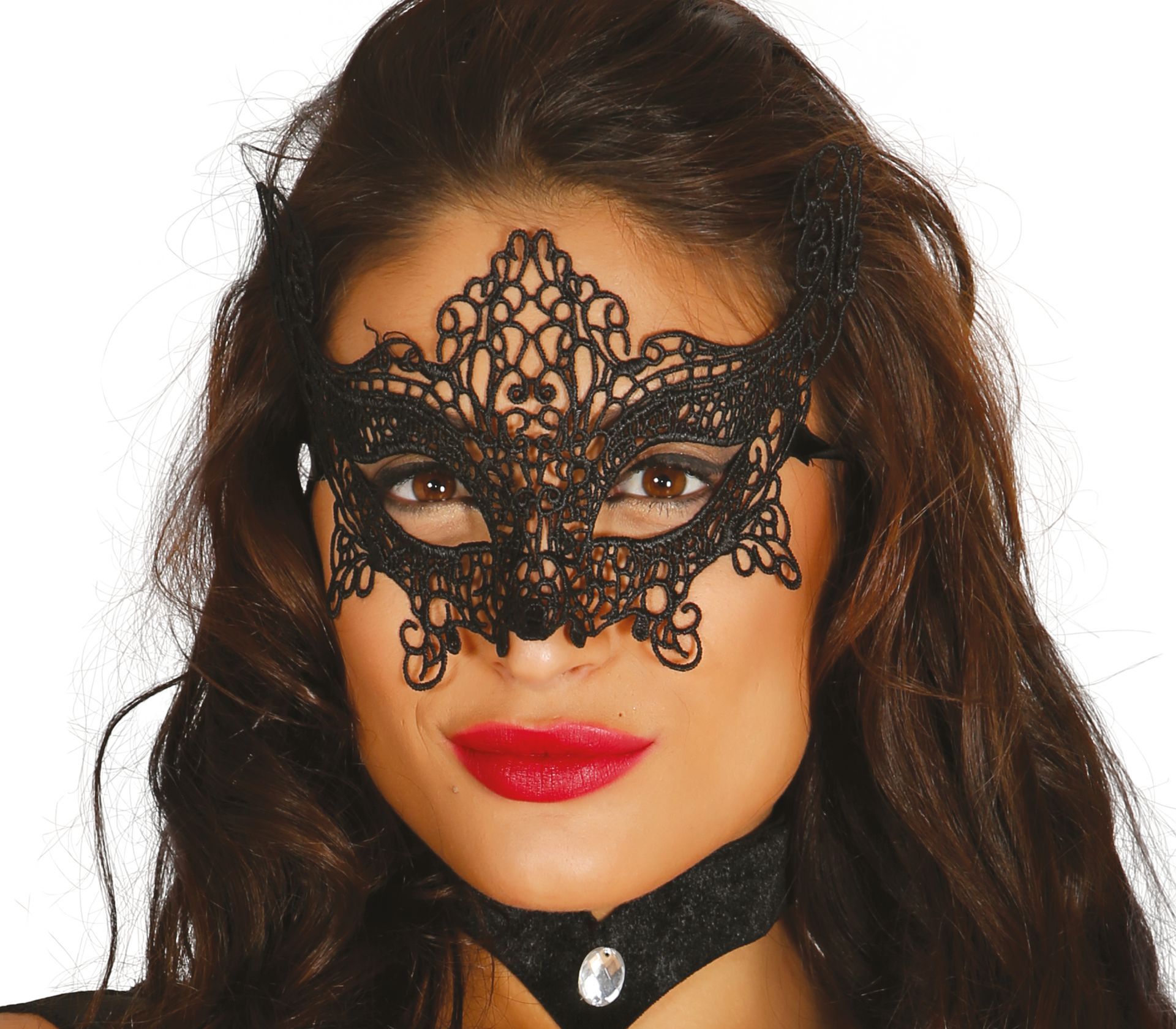 Oogmasker Zwart Geborduurd Smal