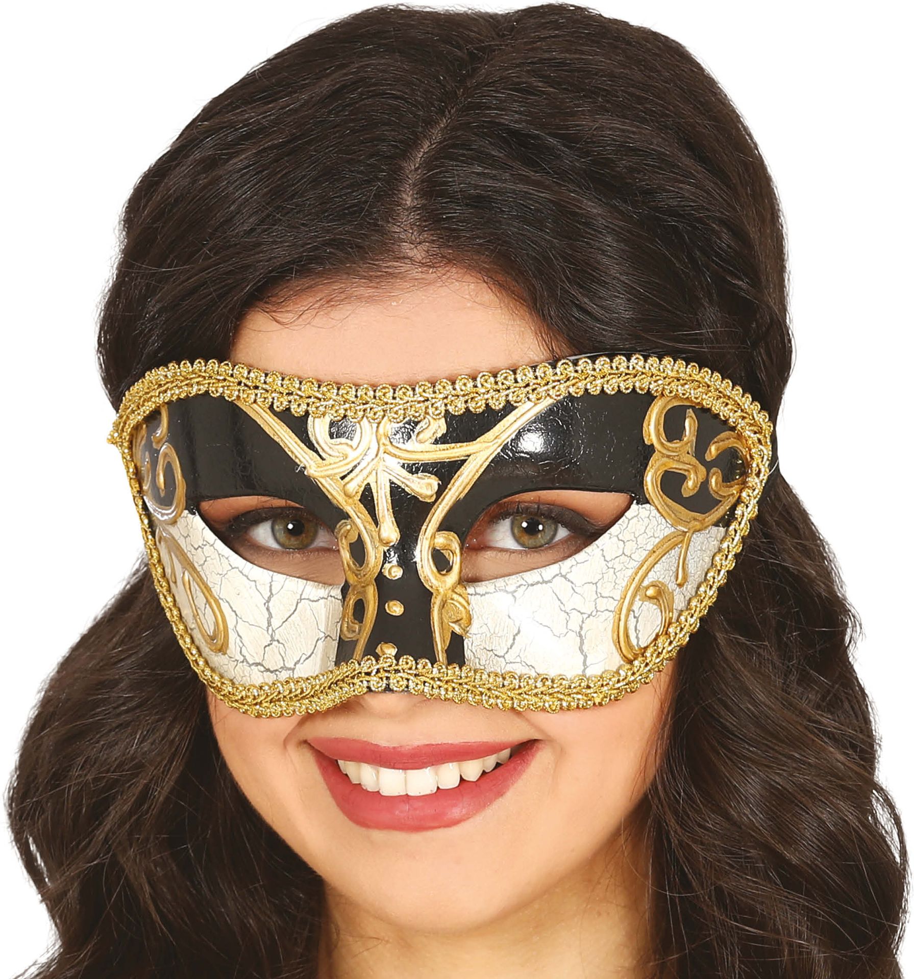 Oogmasker Zwart Wit Goud Venetiaans Carnaval