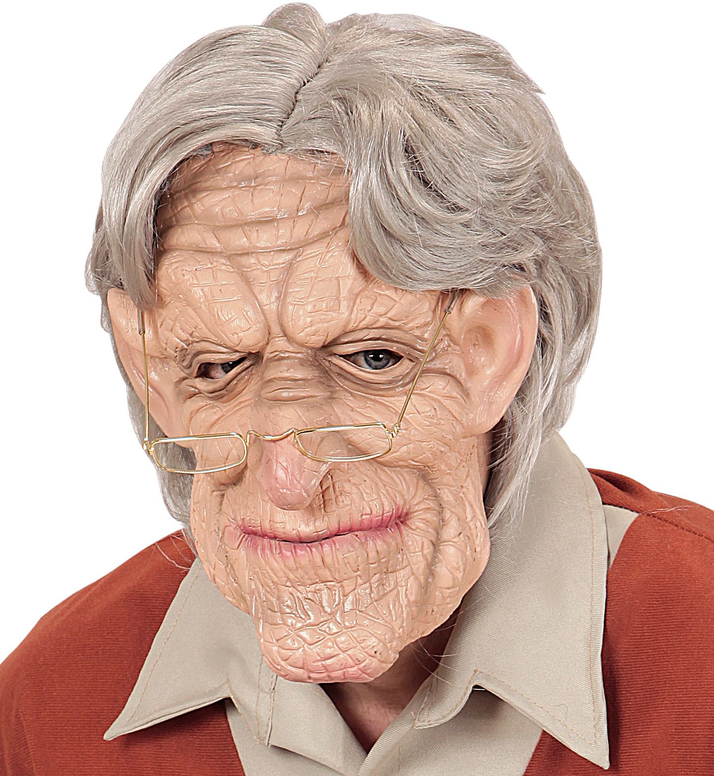 Opa Masker met Pruik