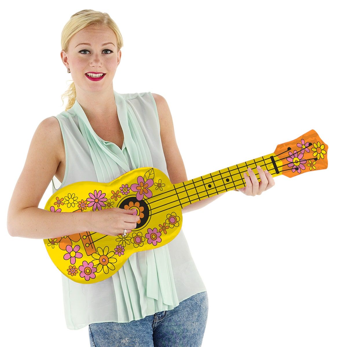 Opblaas Akoestische Gitaar Geel 80cm