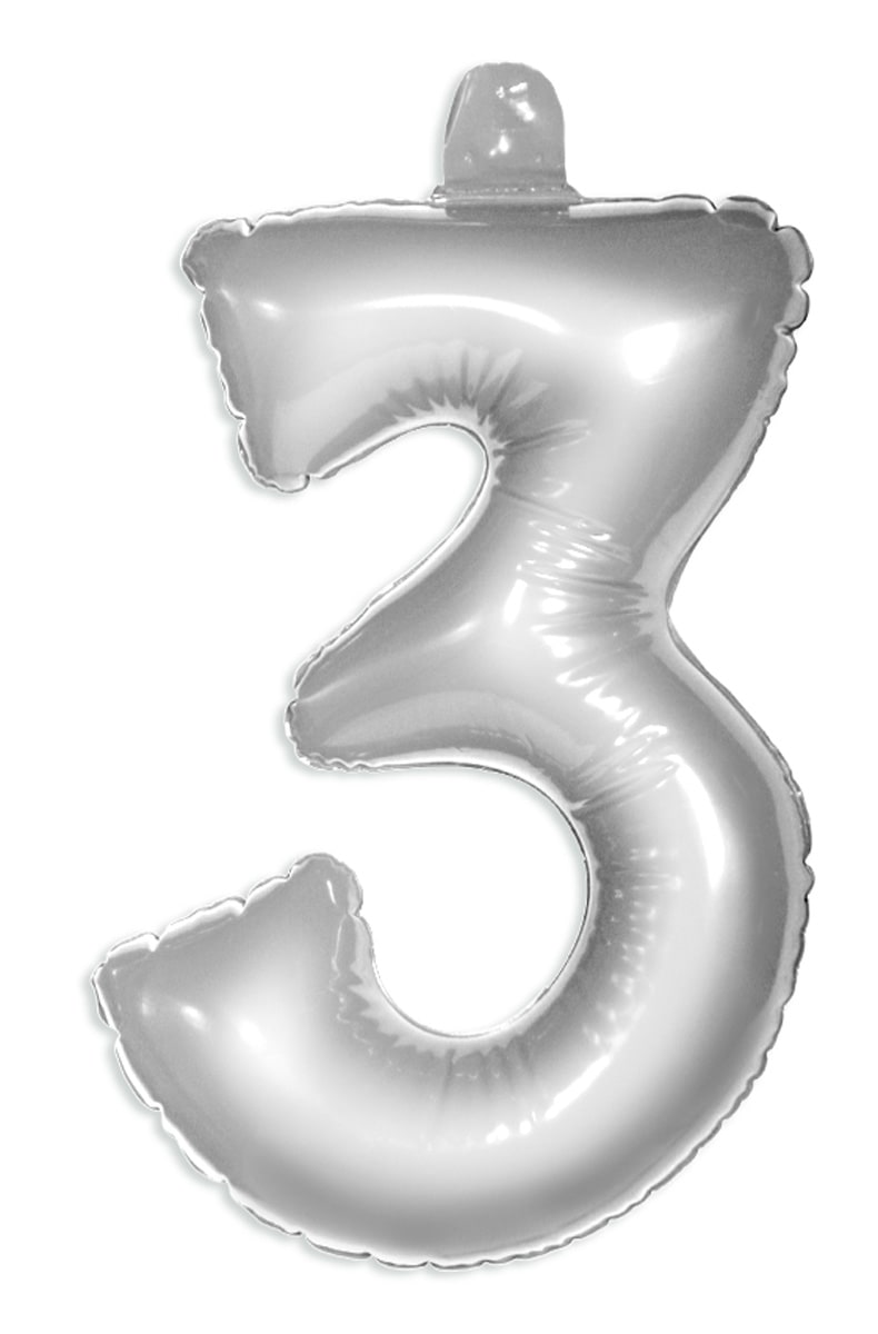 Opblaascijfer 3 Zilver