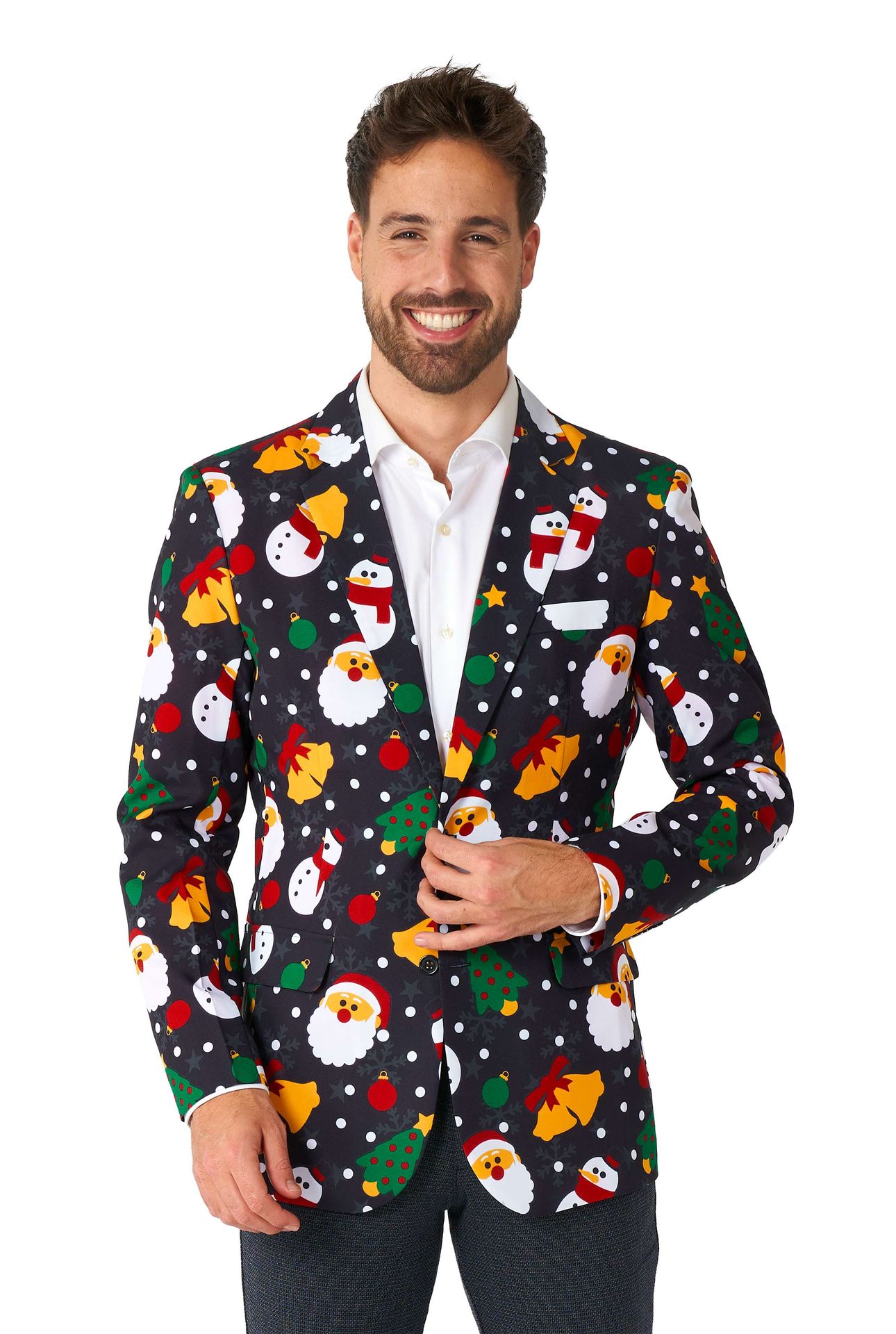 Opposuits Heren Blazer Xmas Icons Zwart