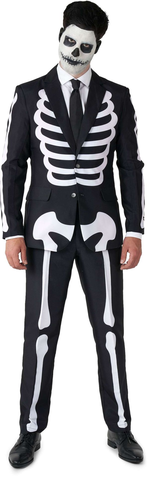 Opposuits Heren Geraamte Kostuum Zwart Halloween