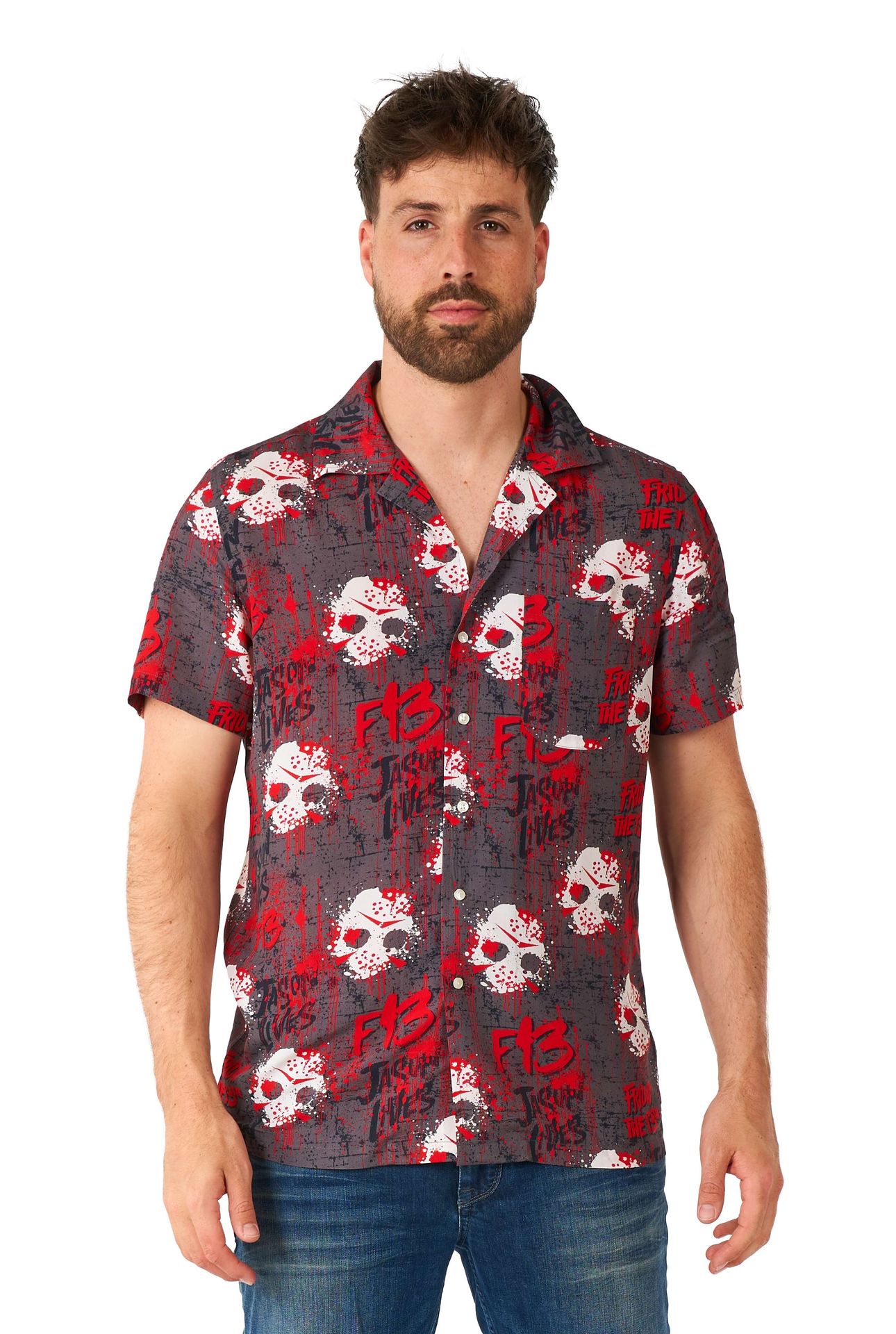 Opposuits Heren Hawaii Blouse Friday The 13Th Zwart