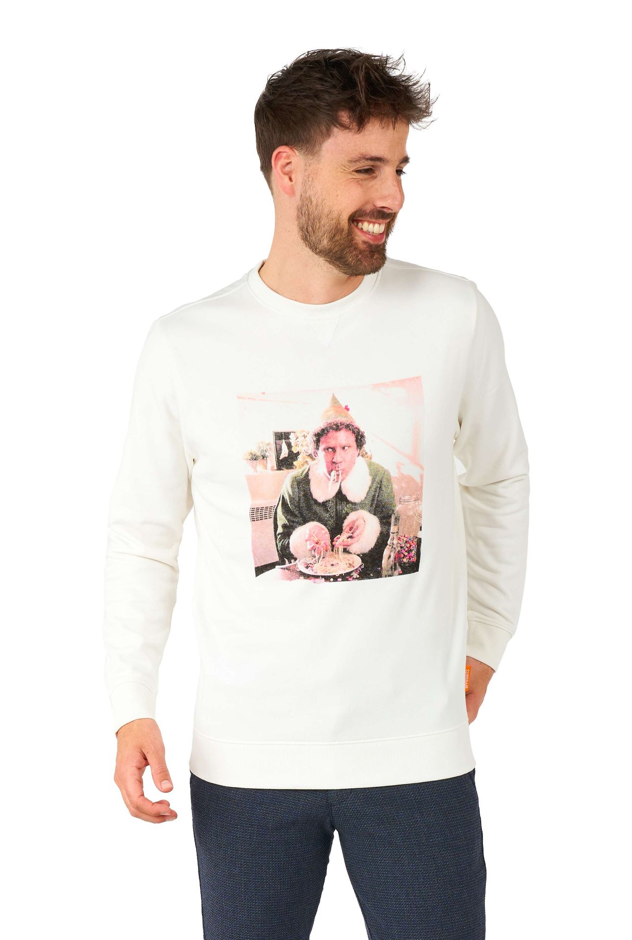 Opposuits Heren Kerst Trui Elf Grijs