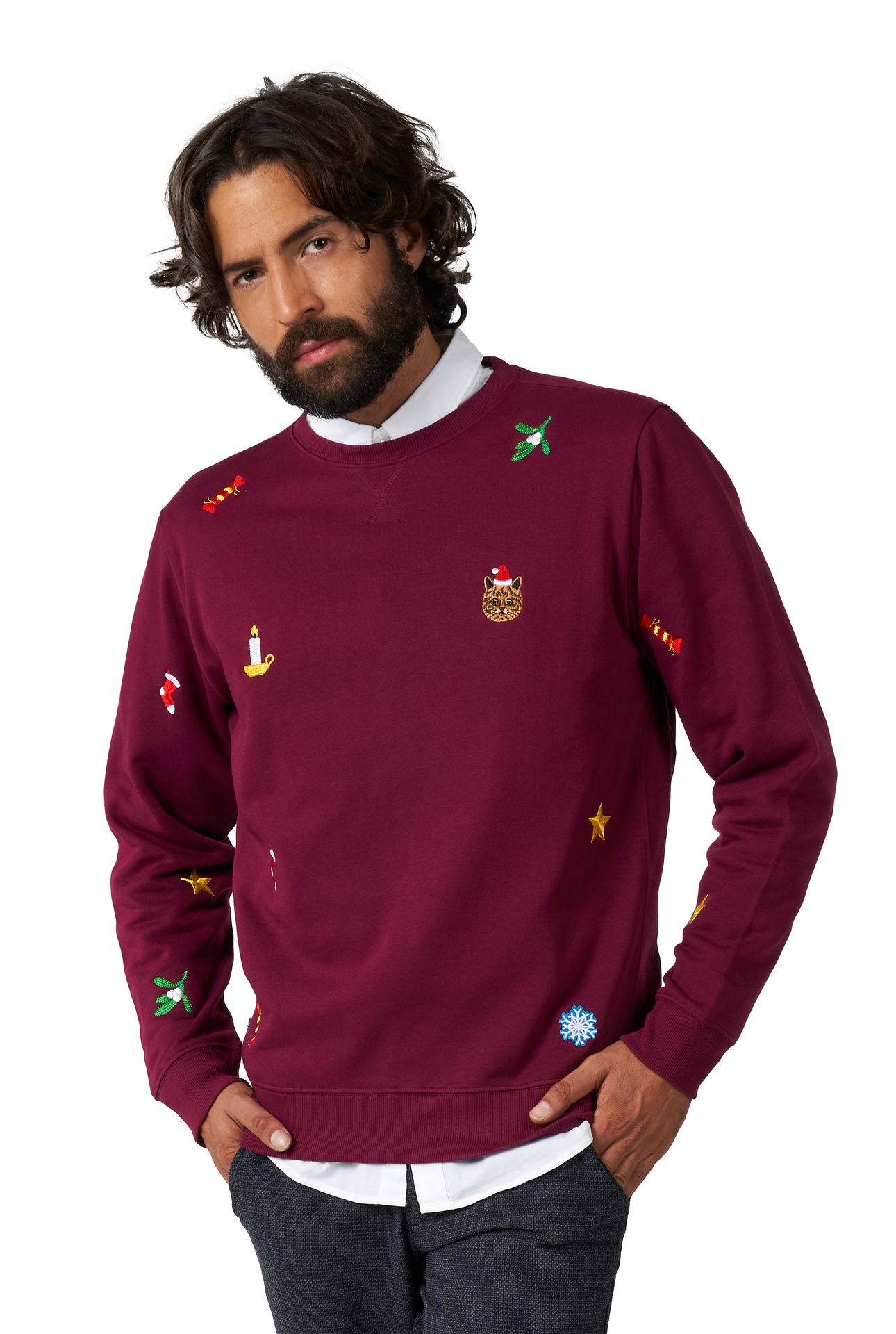 Opposuits Kerstmis - Burgundy Sweater Heren