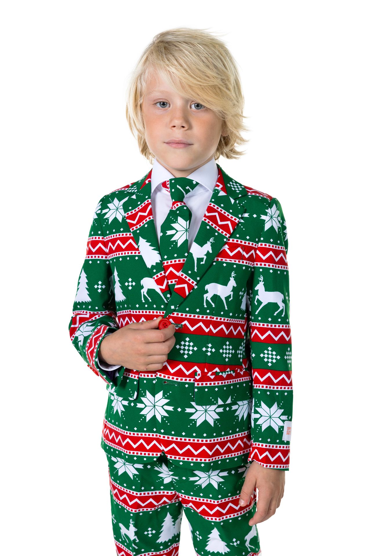 Opposuits Kerstmis Festive Green suit Jongens