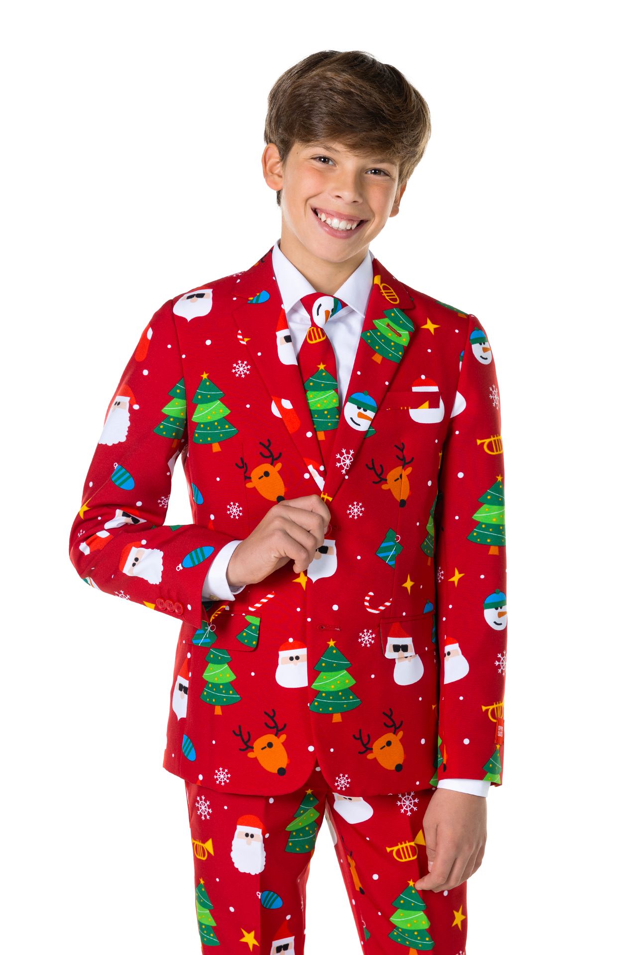 Opposuits Kerstmis Festivity Red Suit Tiener Jongens