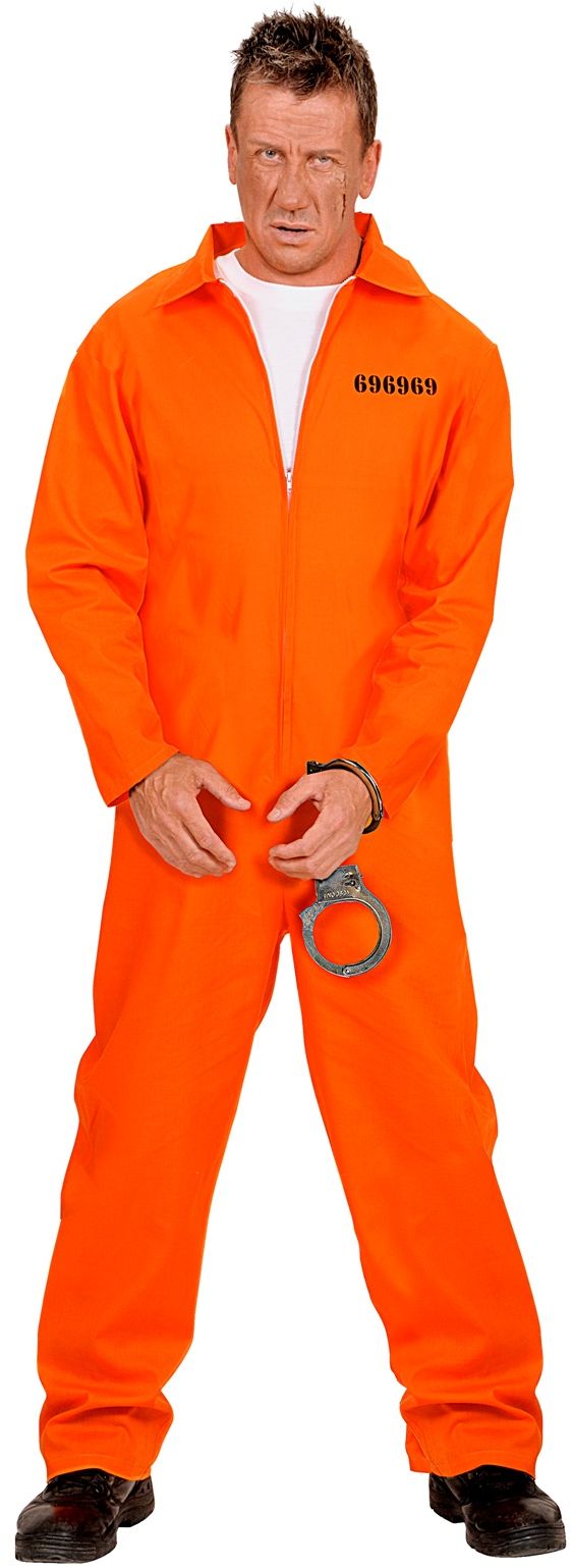 Oranje Gevangene Man Kostuum