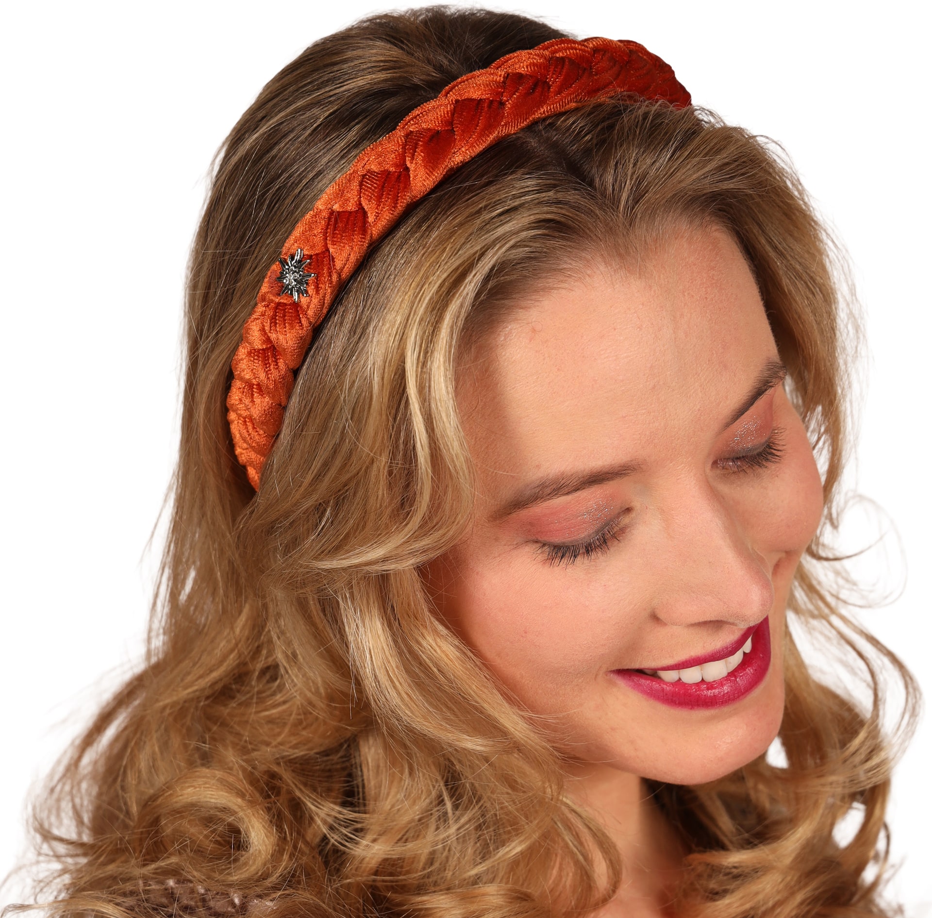 Oranje Gevlochten Haarband Alpentraum met Edelweiss