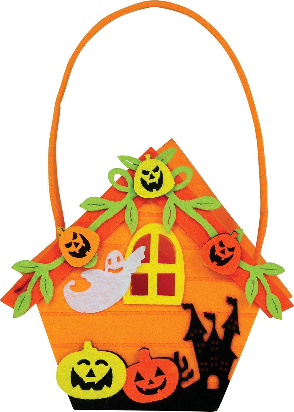 Oranje Halloween Heksenhuis Mandje 14cm