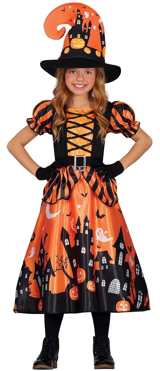 Oranje halloween jurk kind