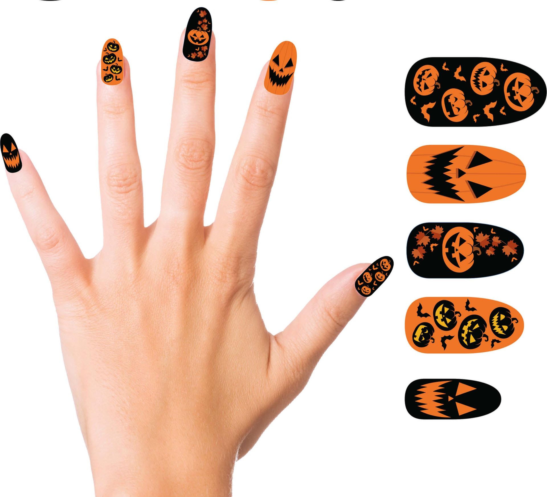Oranje Halloween Pompoen Nagels