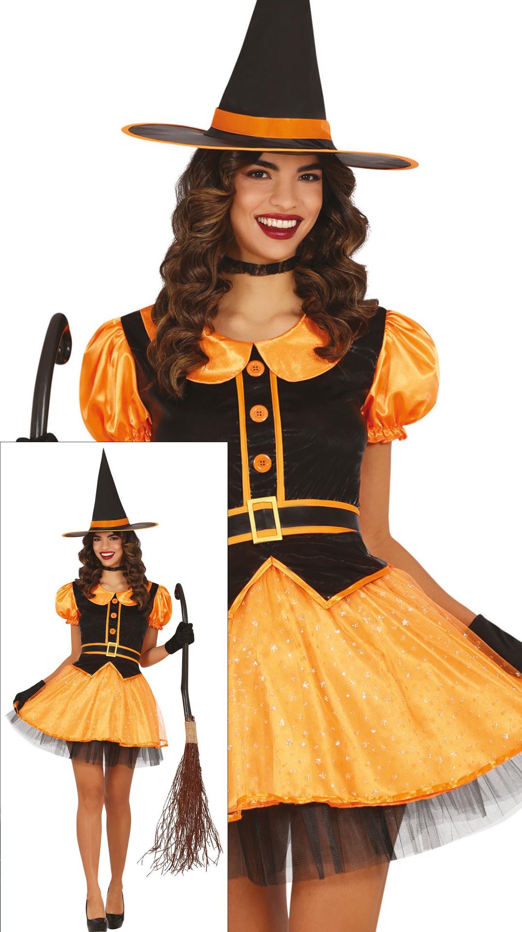 Oranje Heksenoutfit Dames Halloween