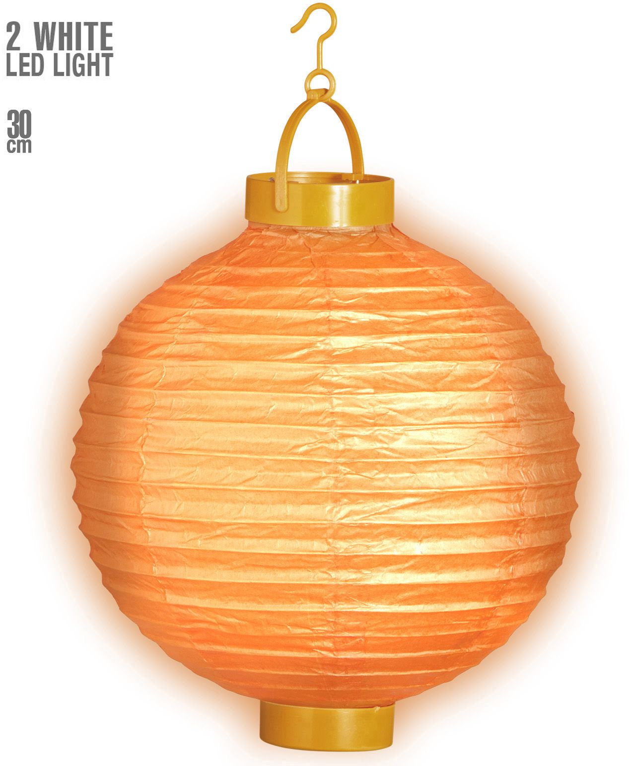 Oranje lantaarn met 2 witte LED lichten