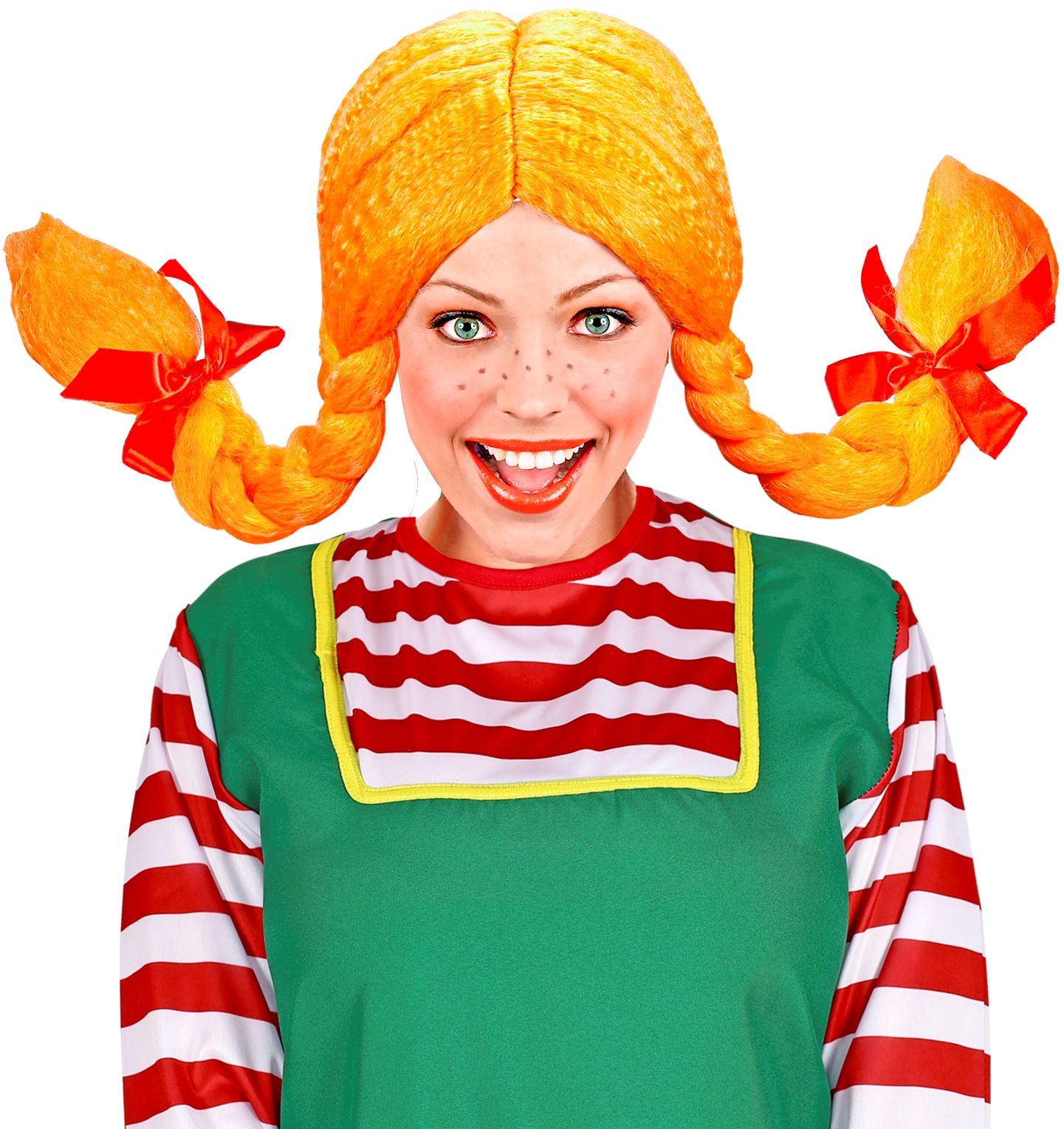 Oranje Pippi Langkous Pruik