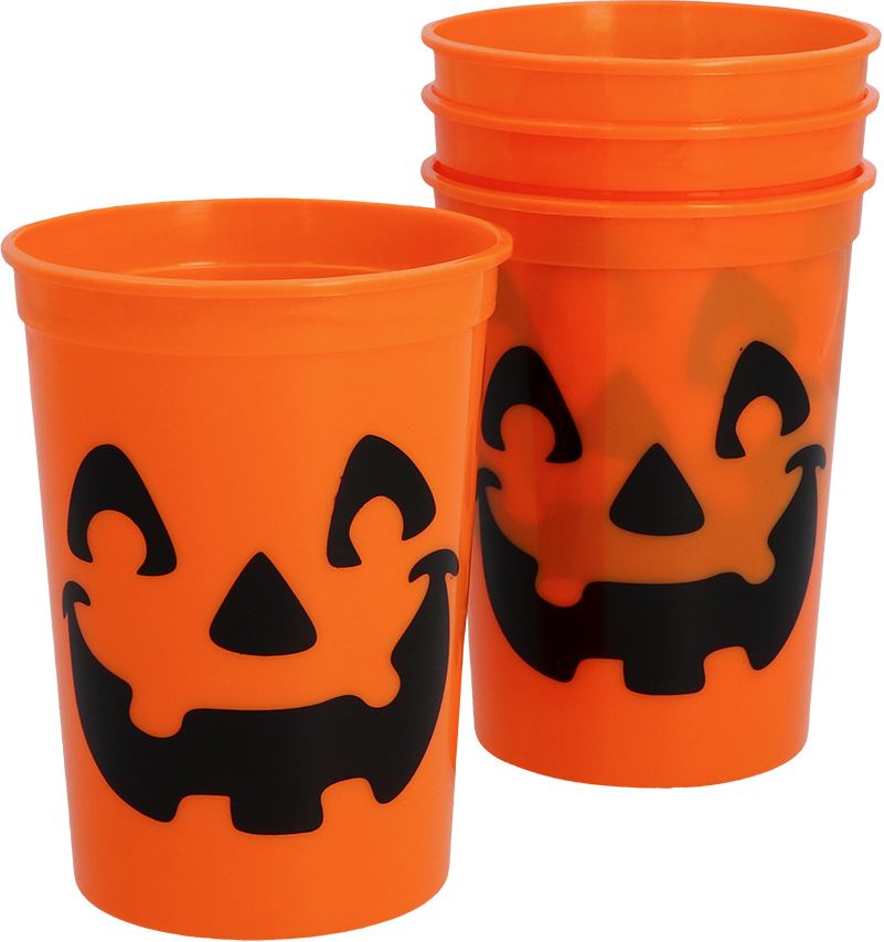 Oranje Pompoen Drinkbeker Set Halloween 4 Stuks