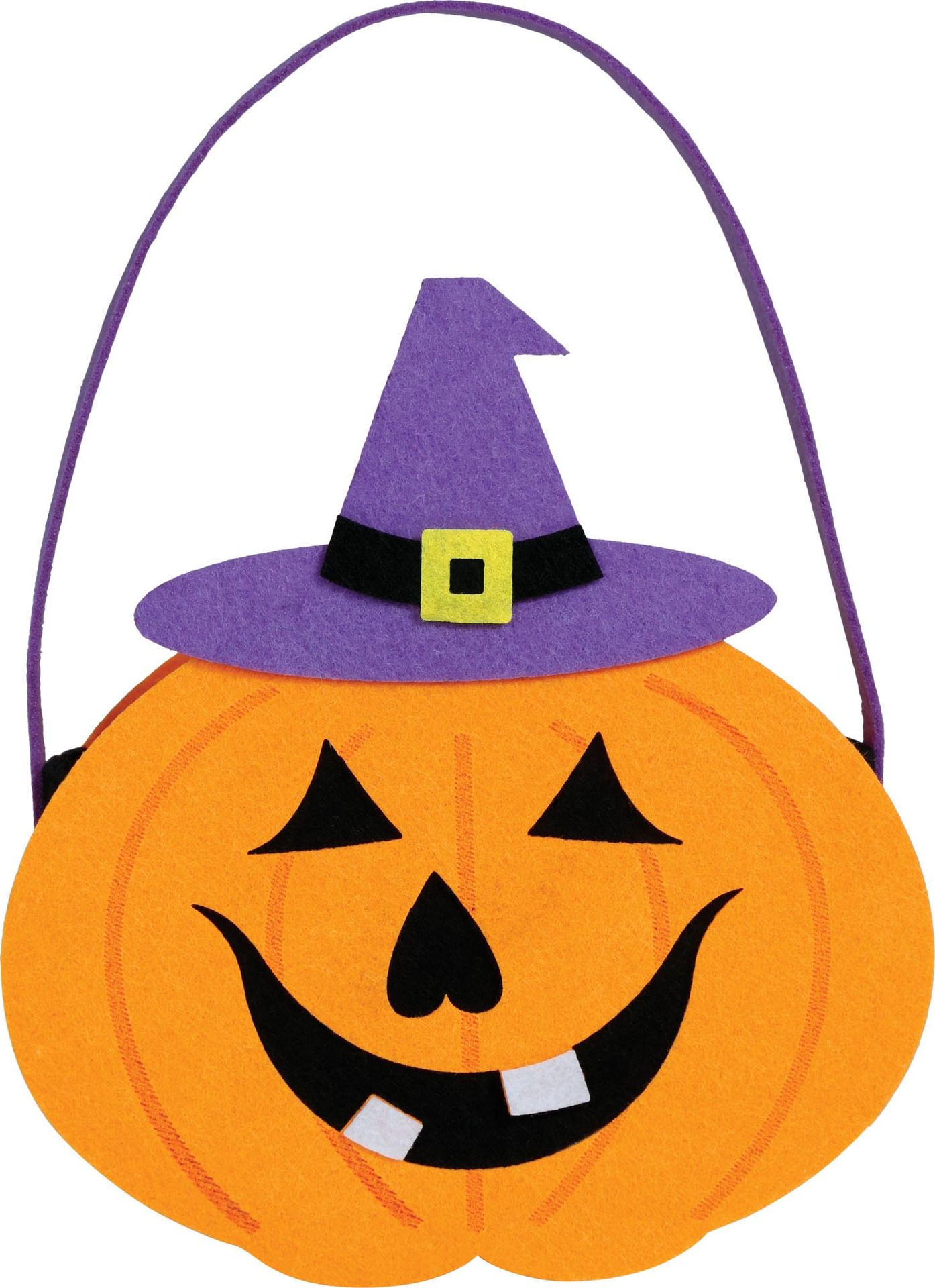 Oranje Pompoen Heks Vilten Snoep Tas 16cm