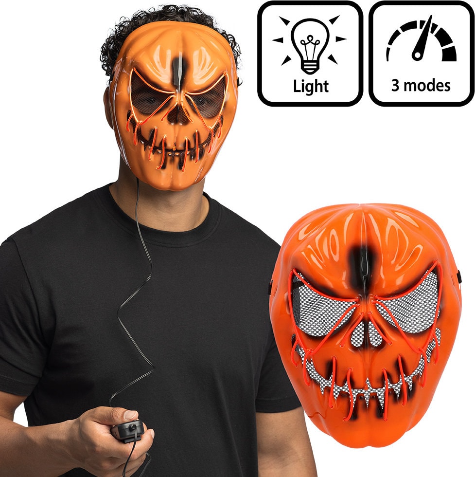 Oranje Pompoen Masker Halloween met LED Verlichting