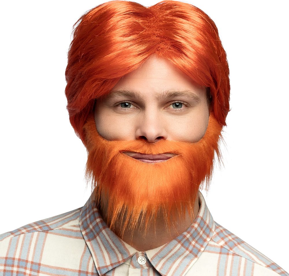 Oranje Pruik met Baard