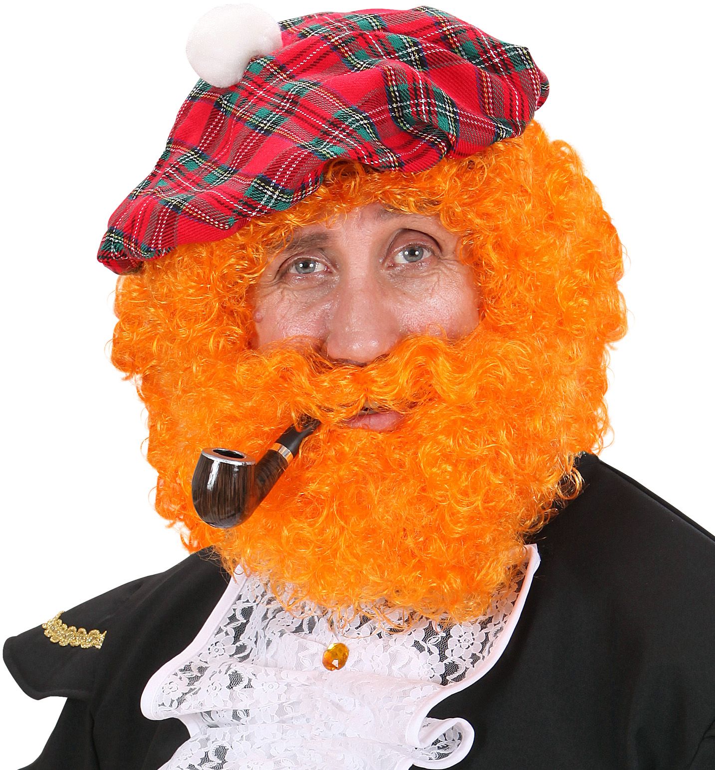 Oranje Pruik met Baard en Snor