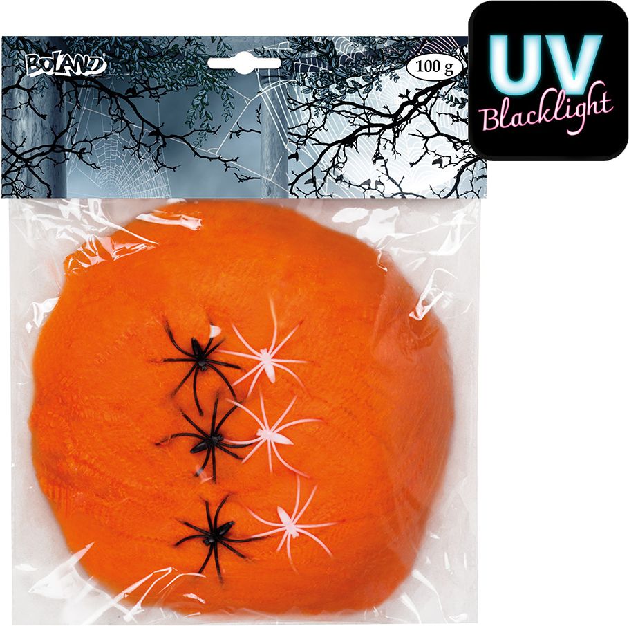 Oranje Spinrag met 6 Spinnen