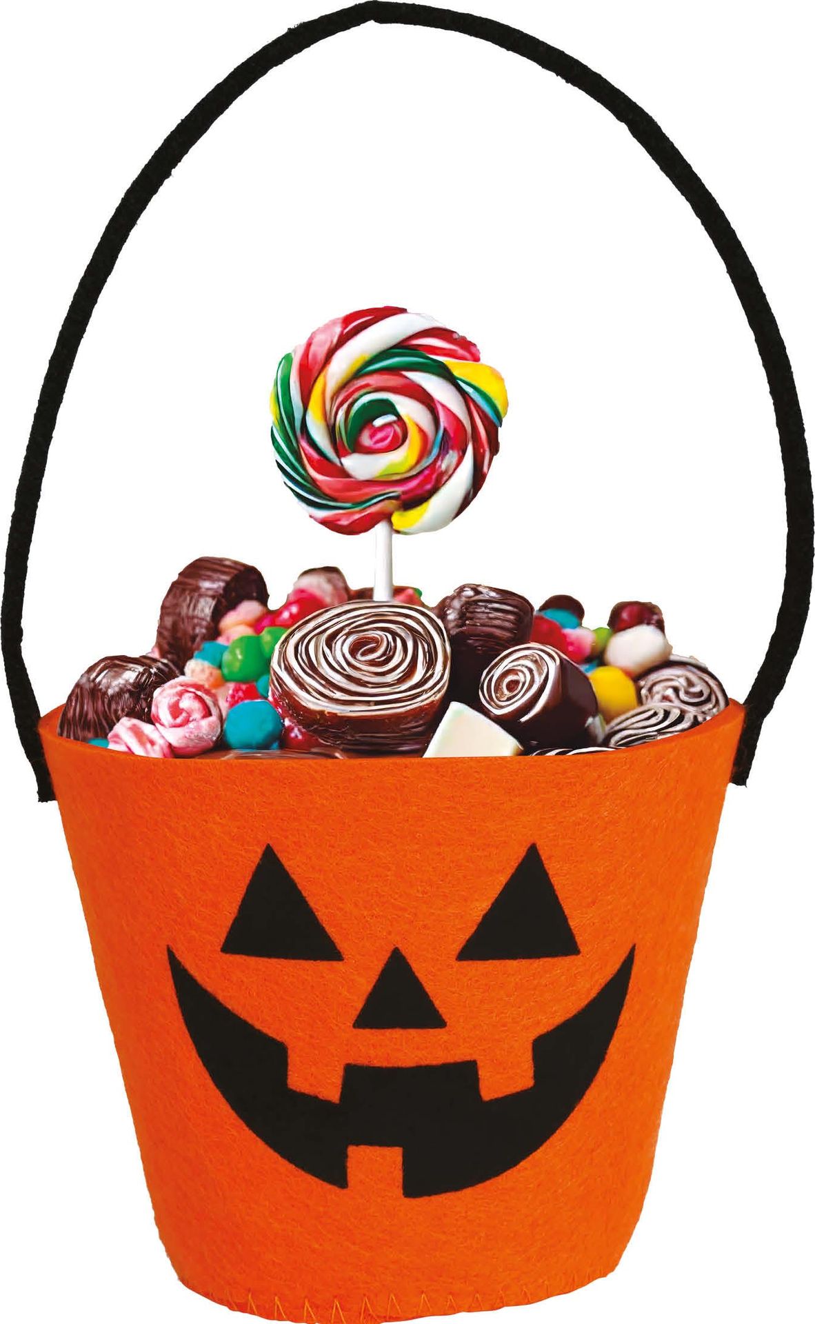 Oranje Vilten Pompoen Snoep Emmer 13cm