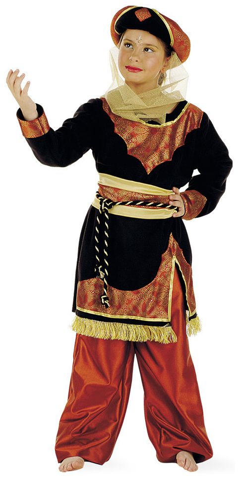 Oranje Zwart Oosters Kostuum Meisjes