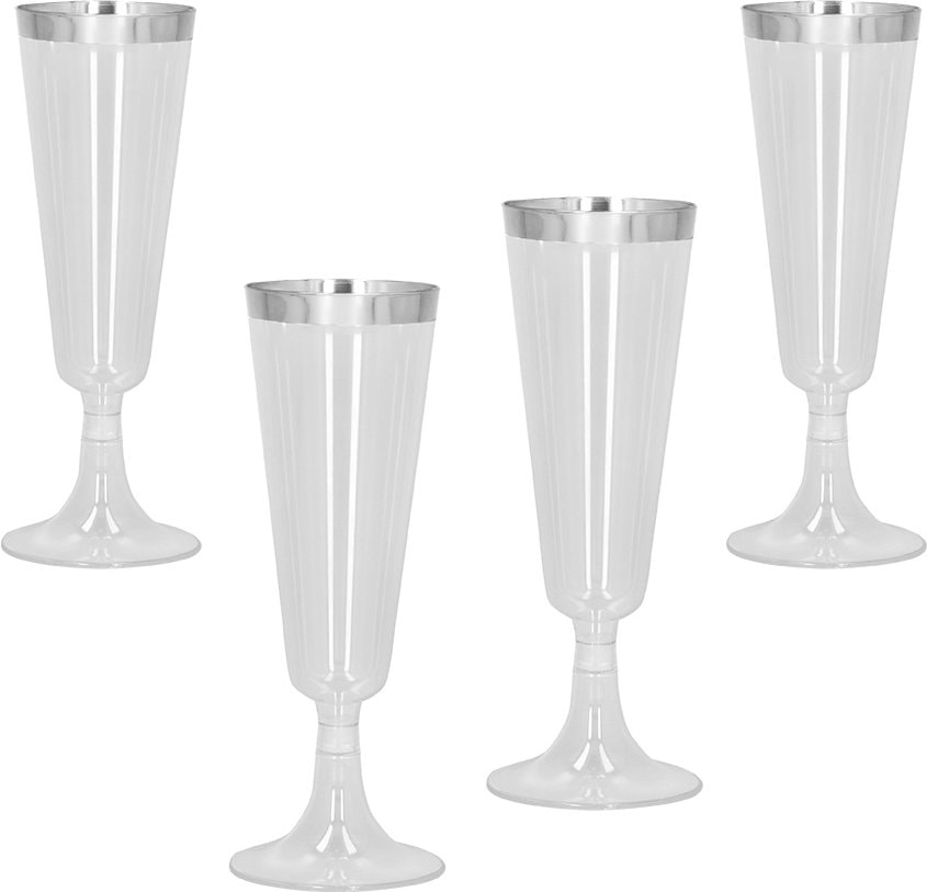 Oud en Nieuw Set 4 Sparkling Champagneglazen Zilver