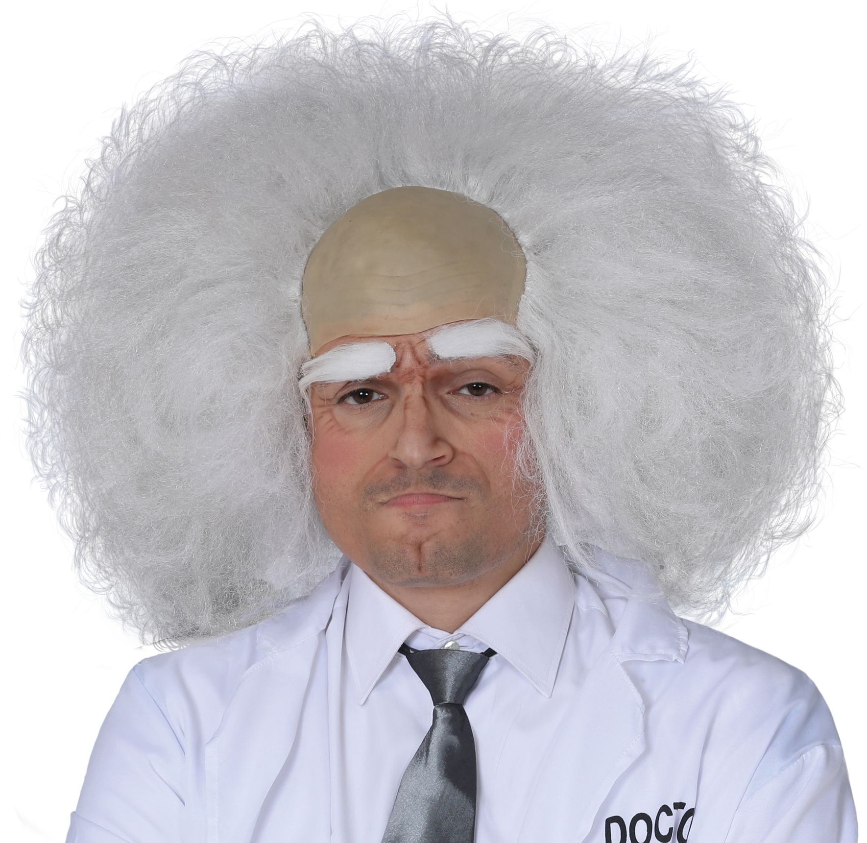 Oude Professor Kaal Hoofd Pruik