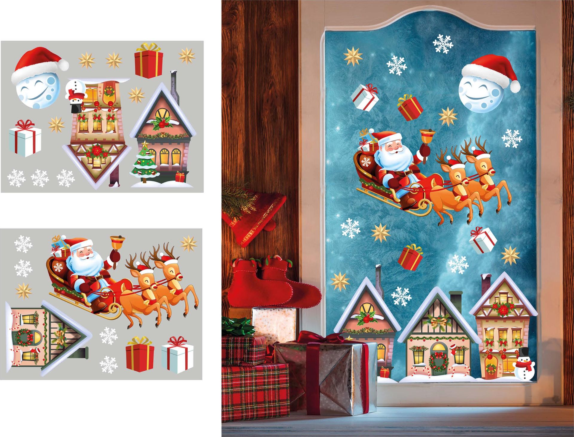 Ouderwetse Kerstdorp Statische Raamstickers