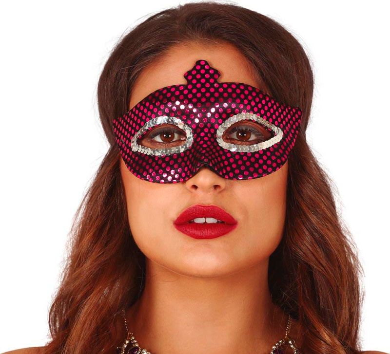 Paars Oogmasker met Zilver Pailletten