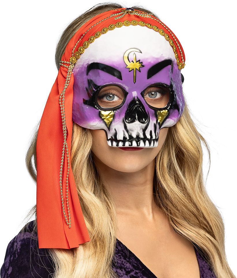 Paars Witte Waarzegster Halfmasker