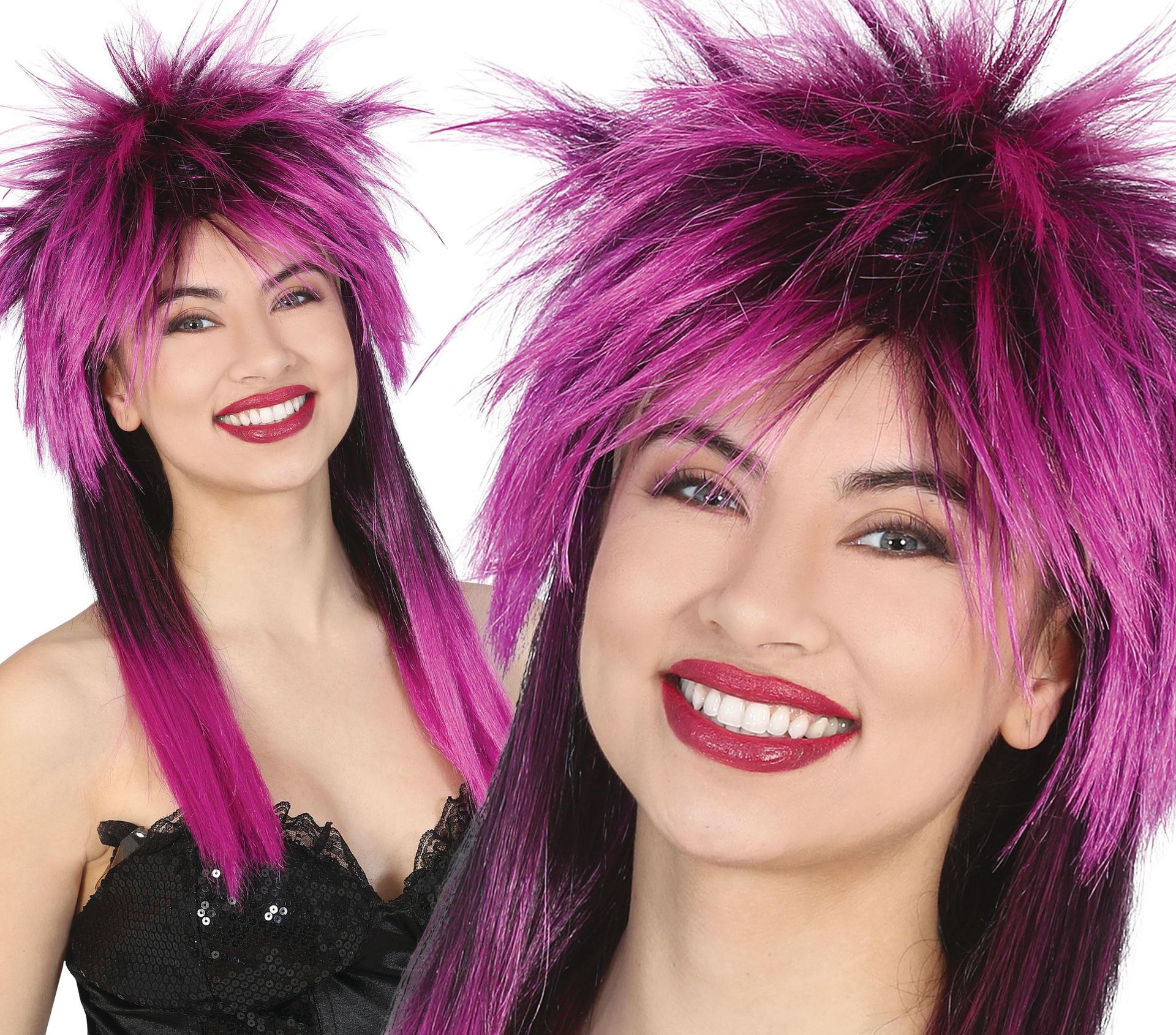 Paarse 80's Punk Pruik Lang Vrouwen