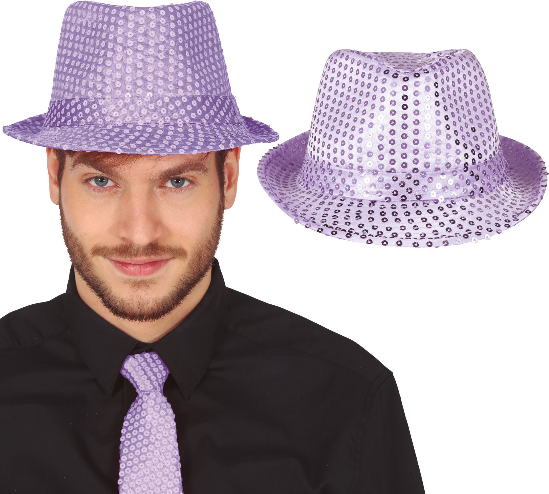 Paarse Feesthoed met Pailletten