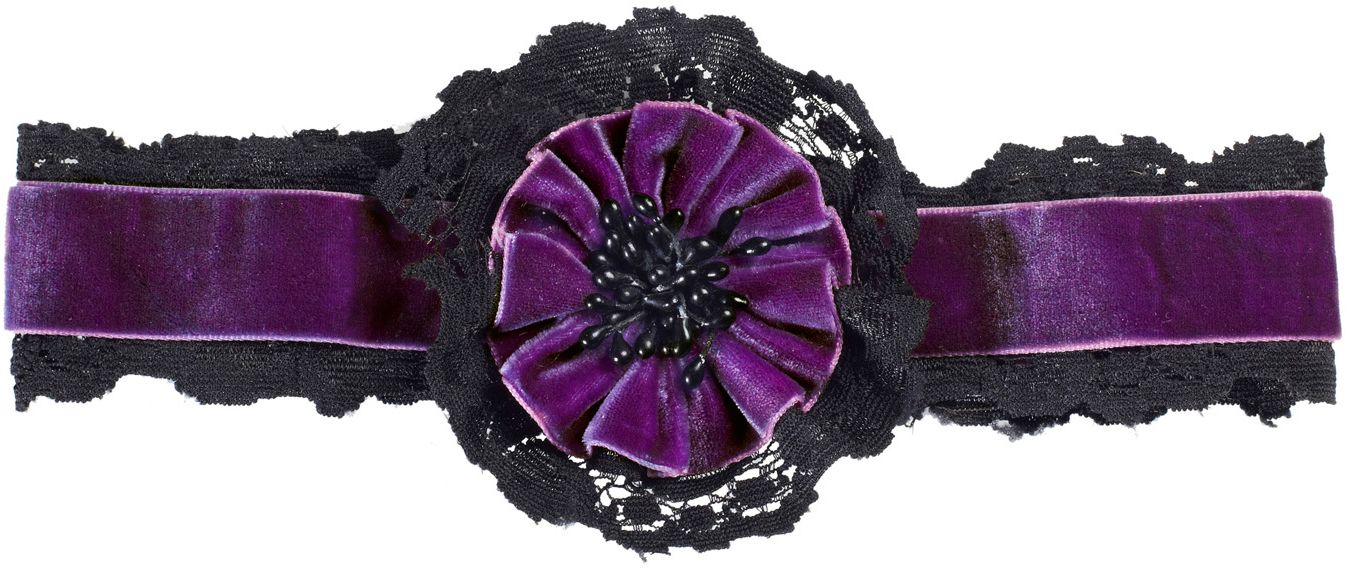 Paarse Fluwelen Nekband met Bloem