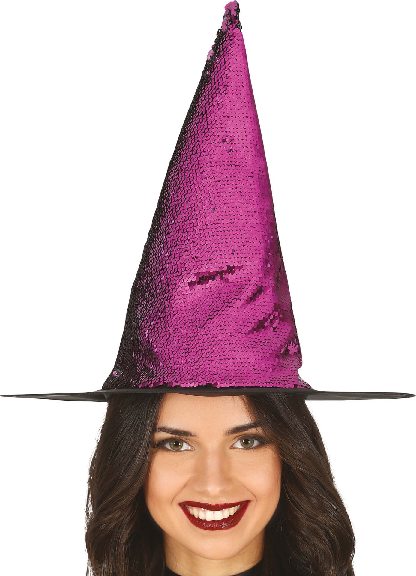 Paarse Glitter Heksenhoed