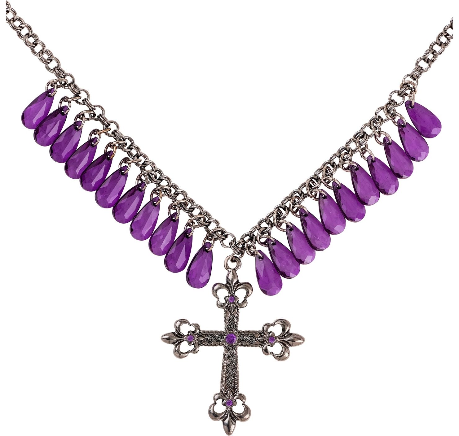 Paarse Gothic Kruis Ketting