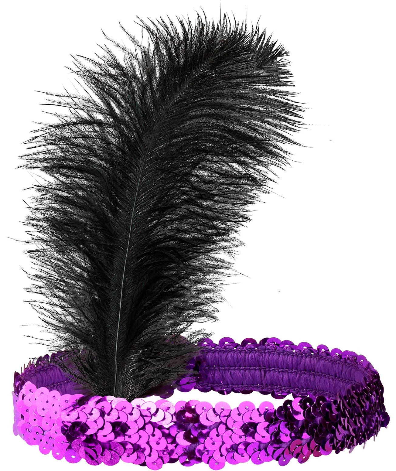 Paarse Jaren 20 Pailletten Hoofdband met Veer