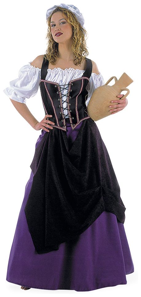 Paarse Middeleeuwse Herbergiers Jurk