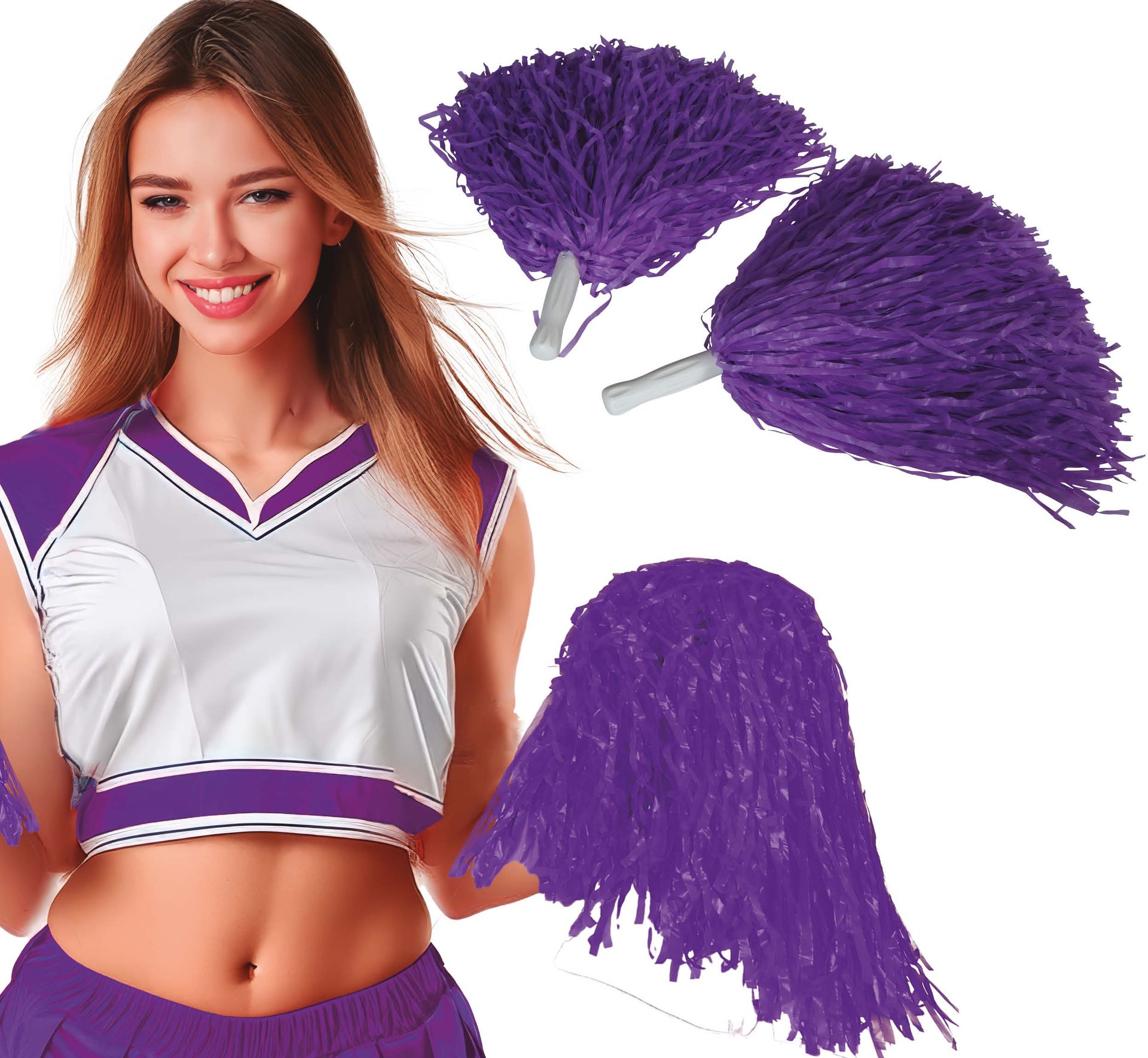 Paarse Pom-Pom set Cheerleader 2 Stuks Dames