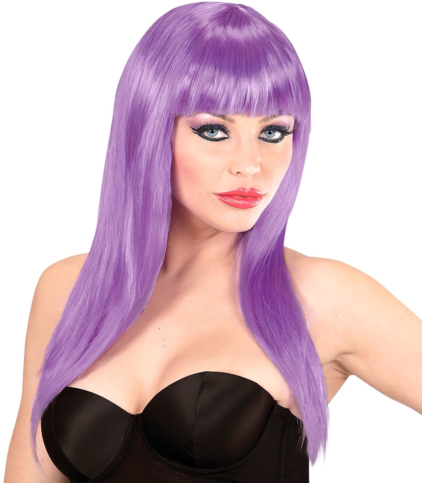 Paarse Pruik Lang Haar