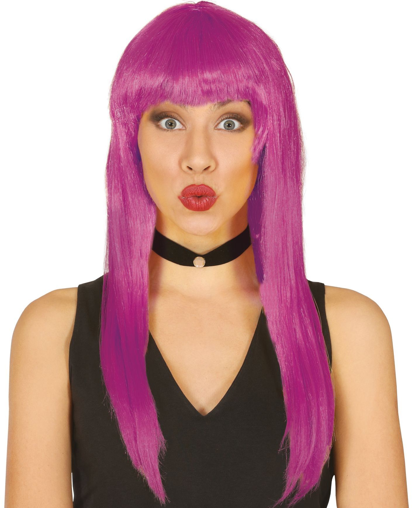 Paarse Pruik met Pony