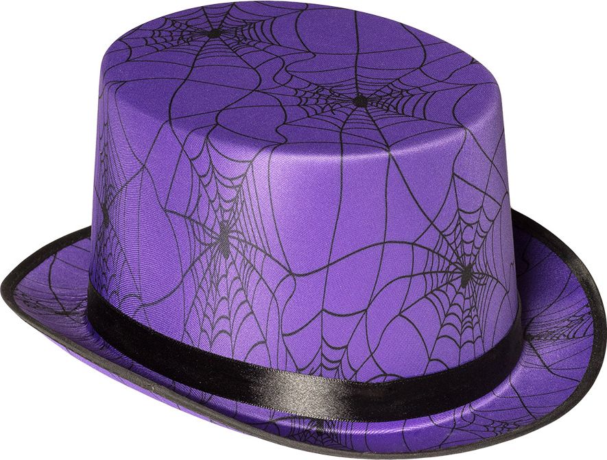 Paarse spinnenweb hoge hoed