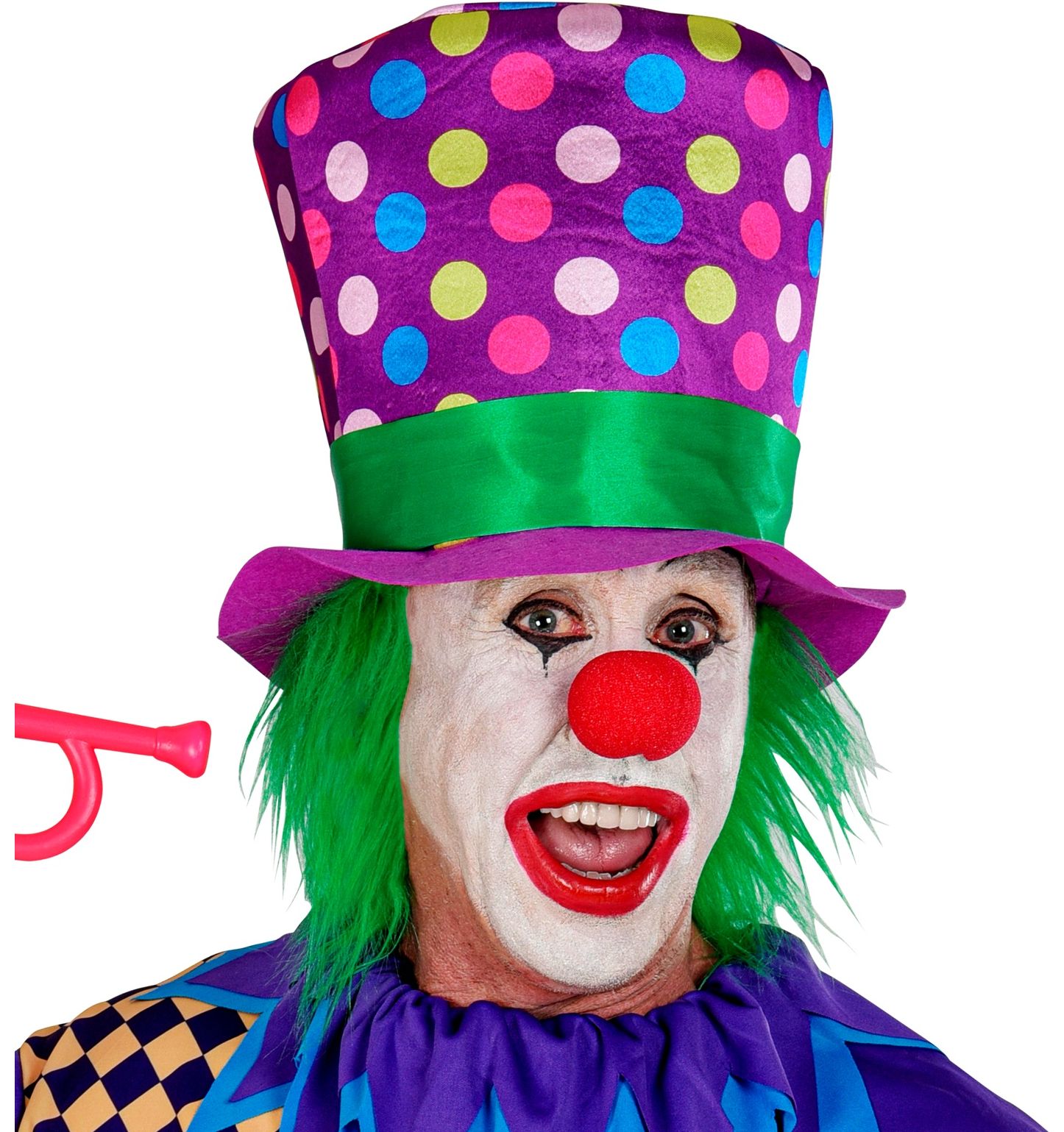 Paarse Stippen Clownshoed Hoog