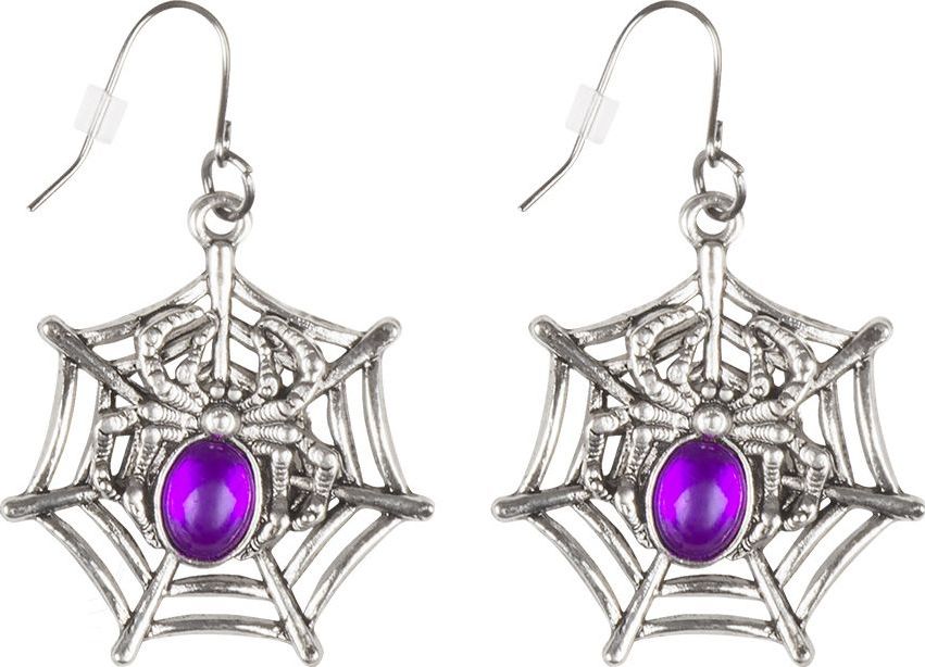 Paarse Weduwe Spinnen Oorbellen