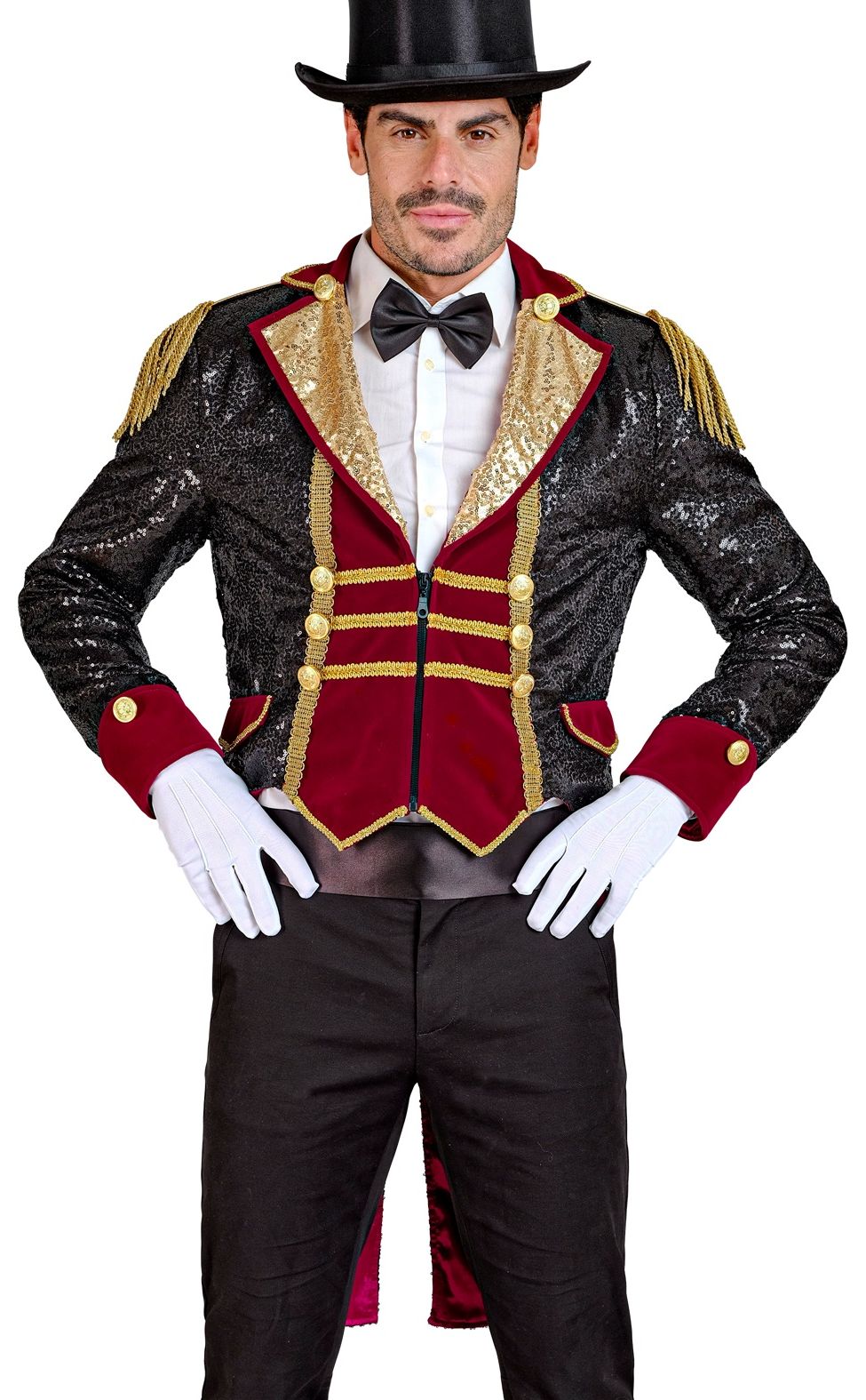 Pailletten Circusdirecteur Jas Zwart Heren