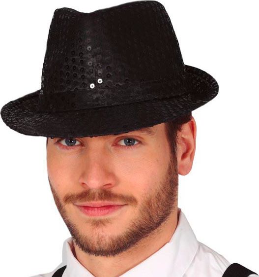 Pailletten Fedora Zwart