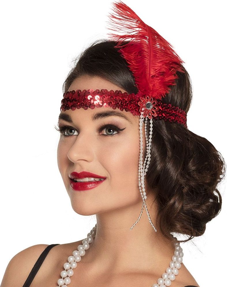 Pailletten Flapper Hoofdband Rood